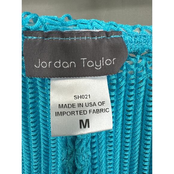 Jordan Taylor Swim Cover Up Pants Womens Small Blue Turquoise Sheer Crochet - Picture 2 of 8